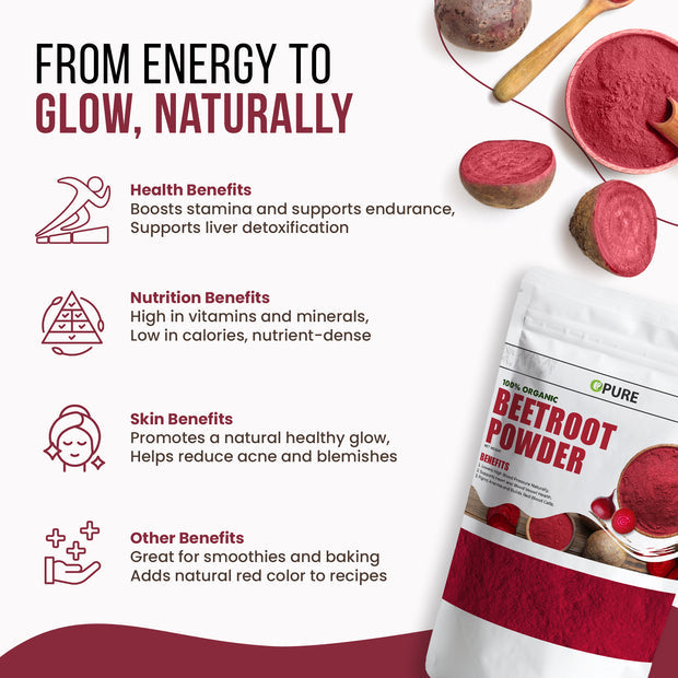 Organic Beet Root Powder | Natural Energy & Heart Support